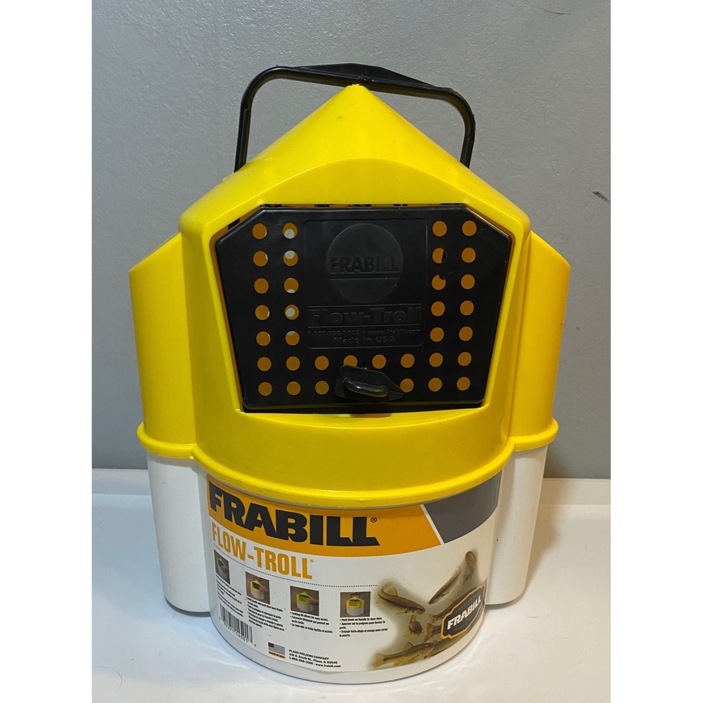 Frabill Flow-Troll 6 Quart Live Bait Bucket Yellow White Model 4501 Fishing‎